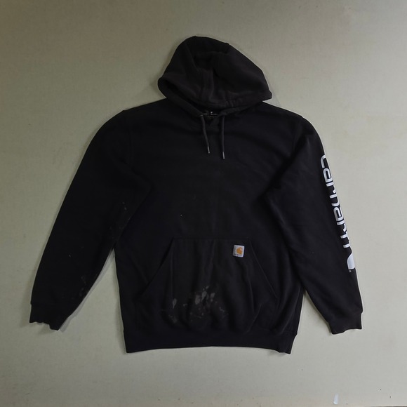 CARHARTT Y2K ORIGINAL FIT HOODIE BLACK 2000 M 23x29 MEXICO MADE VINTAGE THRASHED - Picture 6 of 7